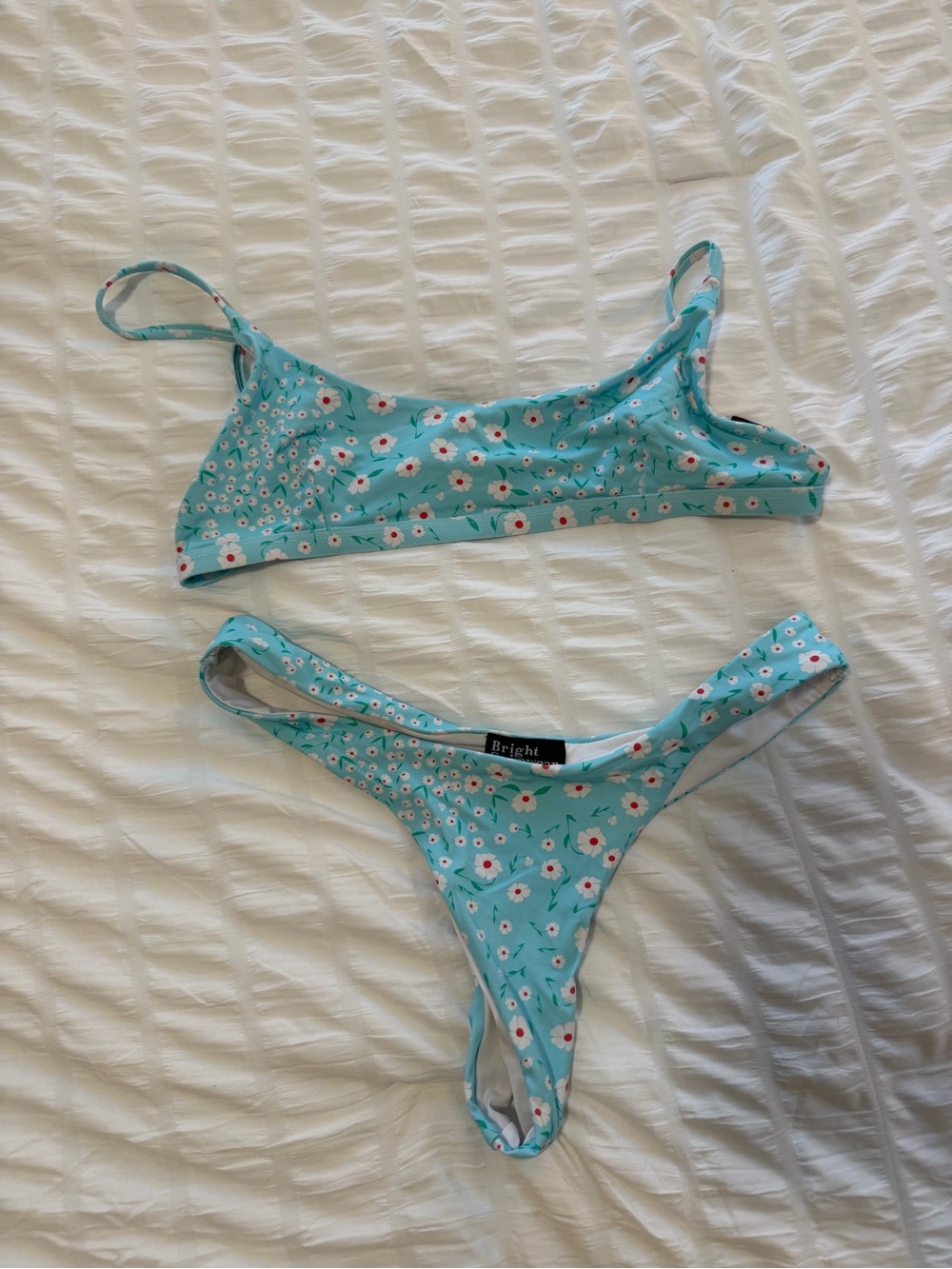 Bright Floral Aqua Two-Piece Bikini Set